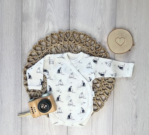 Body Kopertowe Bawełniane dla Niemowląt Mamatti BD15326 Kwiatki – Z Długim Rękawem