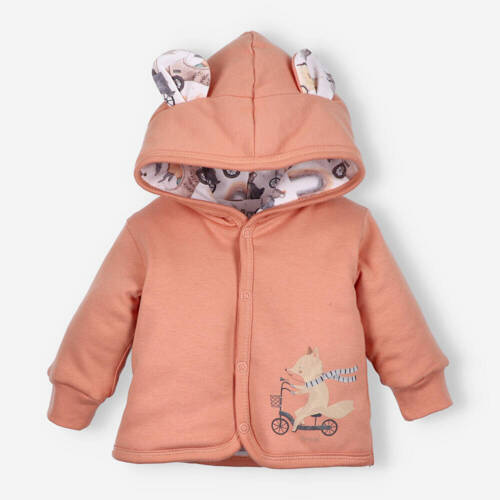ABN-4718/POM Cute Cars Kurtka niemowlęca z bawełny organicznej Nini pomarańczowy