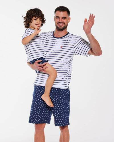 801/111 802/111 Marine Piżama chłopięca Cornette biały-granatowy