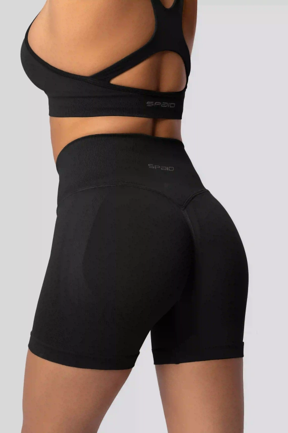 Spaio PUSH-UP PRO spodenki modelujące bezszwowe fitness szorty black