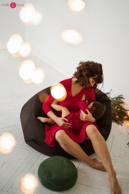 Sukienka do karmienia Just Milk karminowa czerwień rękaw 7/8 Milk&Love