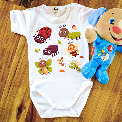 "SŁODKIE OWADY" Moocha Body krótkie rękaw biały