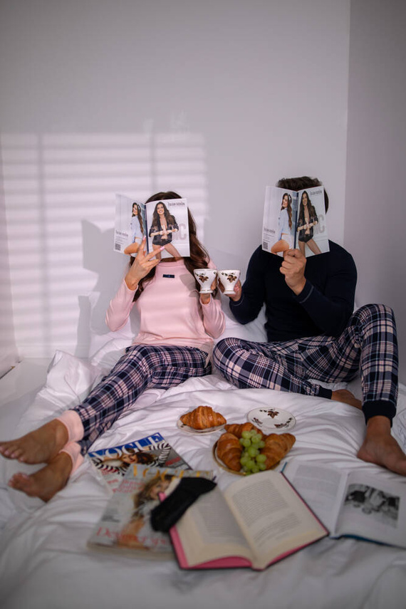 Brit Piżama Męska długi rękaw, długie spodnie Italian Fashion - granatowy/druk