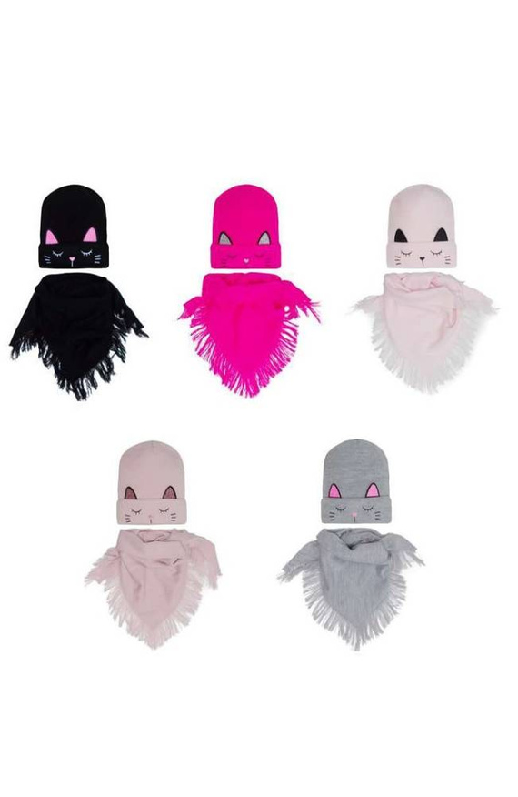 44-465 Zestaw dziewczęcy Czapka+ AJSchusta mix-kolor