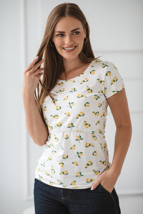 Milk Shirt Bluzka do karmienia i ciążowa z krótkim rękawem Milk&Love w cytrynki - wygodna i stylowa