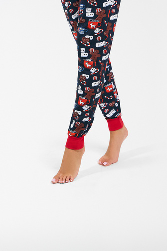 Makala Piżama Damska długi rękaw i długie spodnie Italian Fashion - czerwony/druk