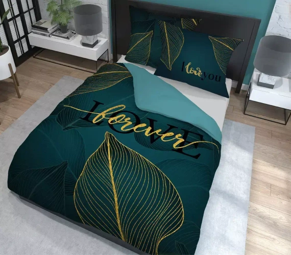 4331 A Pościel bawełniana Love Detexpol turkusowy