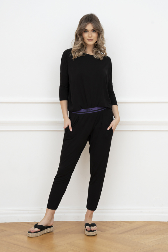 Styl Komplet Damski 3/4rękaw, dł.spodnie Italian Fashion czarny