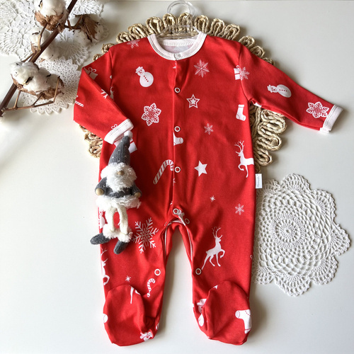 PA05 Merry Christmas Mamatti Pajac niemowlęcy - czerwony