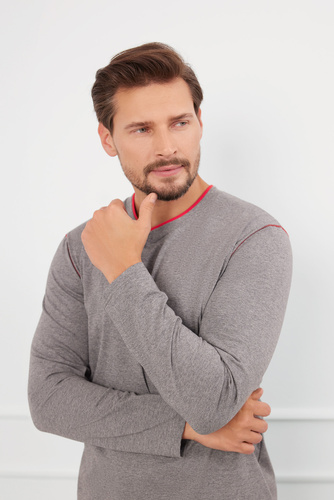 Ludwik Piżama Męska długi rękaw, długie spodnie Italian Fashion - śr. melanż