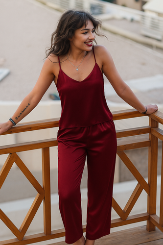 Iga Komplet Damski Piżama DKaren - bordo