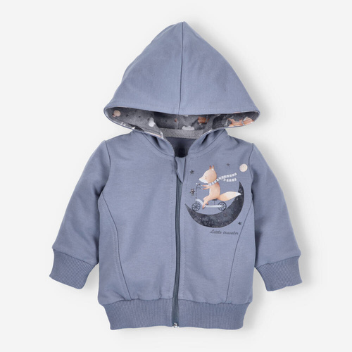 ABN-4632 Space Tour Bluza dresowa z kapturem z bawełny organicznej Nini niebieski