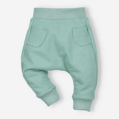 ABN-4517/ZIE Spodnie dresowe kieszonka z bawełny organicznej Nini zielony