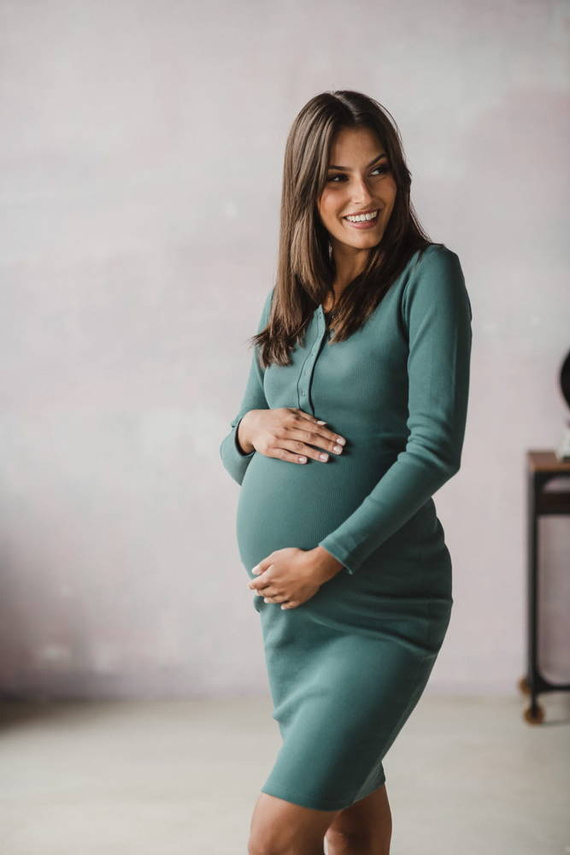 Tummy Sukienka ciążowa i do karmienia z dzianiny w prążek Milk&Love miętowy