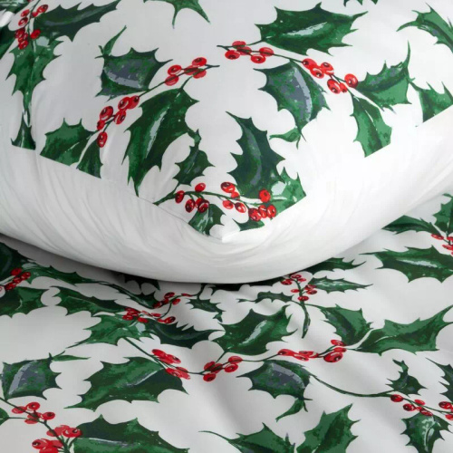 Tori Pościel świąteczna liście z mikrowłókna Eurofirany zielony