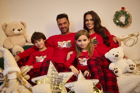 115/289 Winter Piżama męska Cornette – świąteczna, czerwona, bawełna, długi rękaw