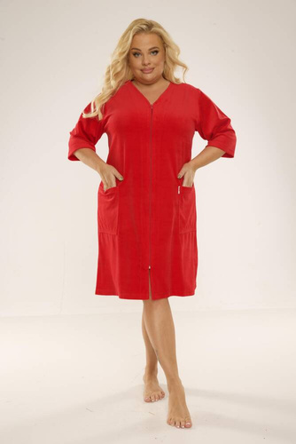 431 Welur Szlafrok Damski Forex - czerwony