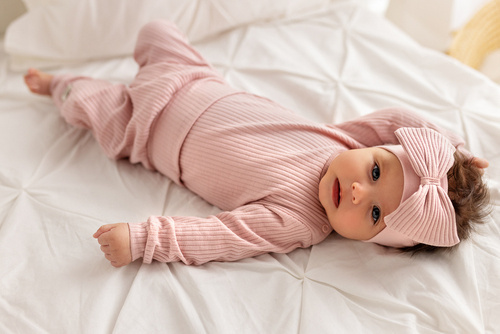 "Natural Harmony" Makoma Body niemowlęce z długim rękawem pudrowy róż