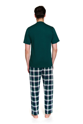 Doctor Nap 7368 – Męska piżama bawełniana z koszulką V-neck | 100% bawełna, polska produkcja - emerald