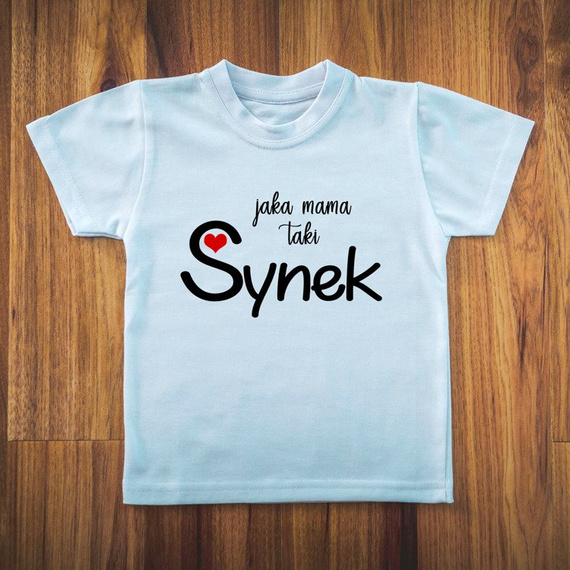 Koszulka dziecięca krótki rękaw "Jaka Mama taki Synek" Moocha czarny