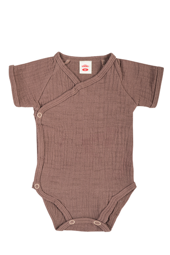 03252KRC "Bamboo Muslin Choco" Body dzidziuś rozpinane muślinowe Makoma