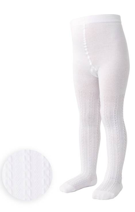 art.071 Warkocz Rajstopy Dziewczęce Steven -białe