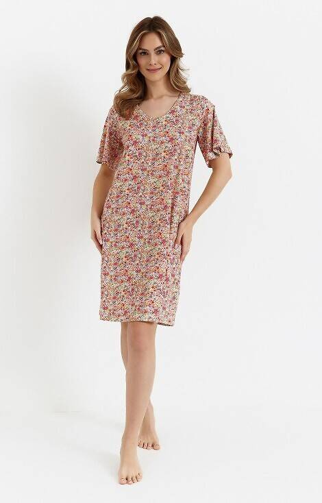 458 Koszula Nocna Cana - czerwone kwiatki