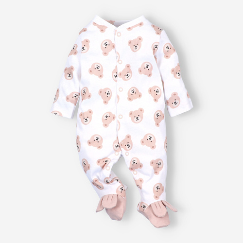 ABN-5356 Sweet Bears Pajac niemowlęcy Nini | Bawełna organiczna, zapięcie na napy