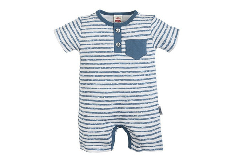 "BLUE SEA" Makoma pajac letni, rampers niebieski