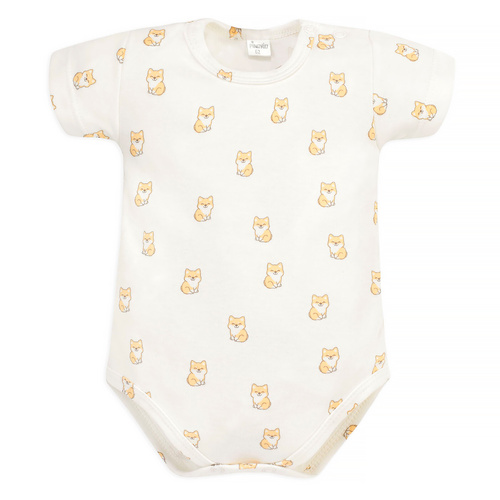 Lovely Day Pinokio Body niemowlęce, krótki rękaw - ecru pieski
