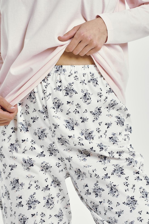 Ella 3450 Piżama damska Taro różowa bawełna długi rękaw wygodna