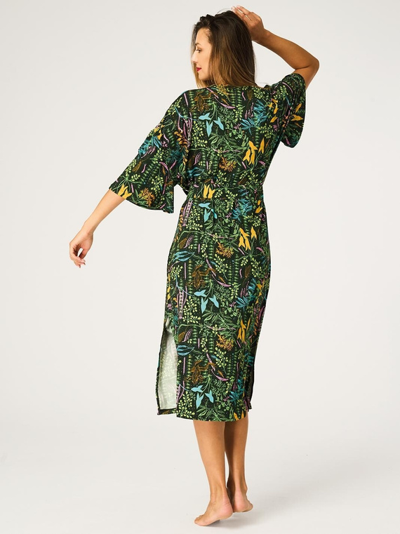 Key LGL 574 Zielony – Szlafrok damski z wiskozy 95%, print