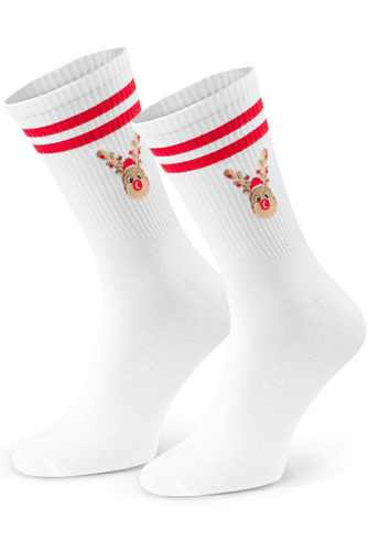 Art.136 Skarpety świąteczne męskie Steven biały 151 – wzory bożonarodzeniowe, bawełna