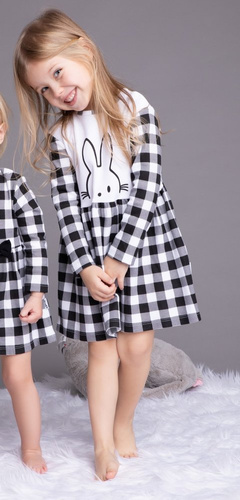 163364 Sukienka bawełniana "Bunny Kratka" Nicol - czarny