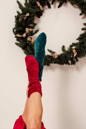 553/554 Wellsoft Gładkie skarpetki do spania De Lafense - zielony