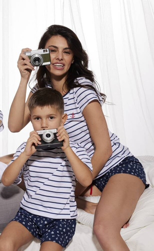 801/111 802/111 Marine Piżama chłopięca Cornette biały-granatowy