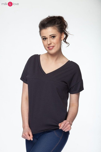 Bluzka ciążowa i do karmienia M-Shirt V-neck Milk&Love grafitowa