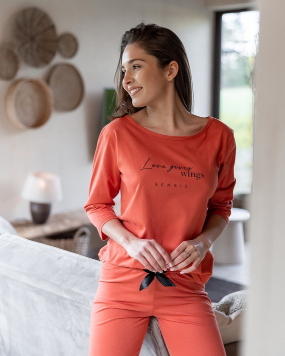 Sensis Hypnotic Piżama damska 3/4 - rudy