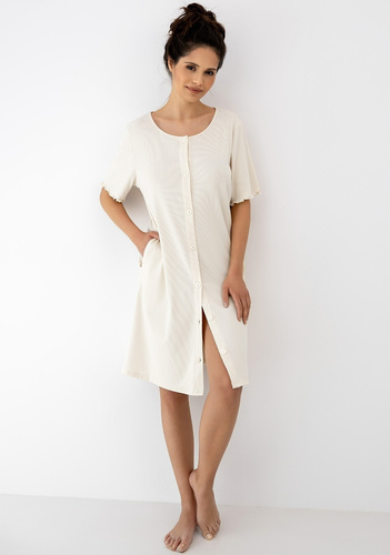 Koszula nocna Bayla Sensis beżowa– rozpinana, wiskoza, luźny fason