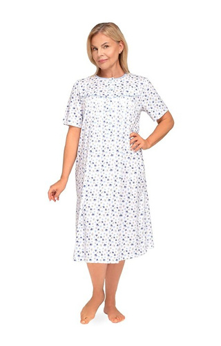 203 Bogna I Koszula nocna damska Martel 32 błękitny– bawełna, krótki rękaw, rozpinana