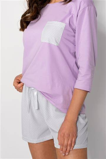 Lily piżama damska Momenti Per Me lila-grey