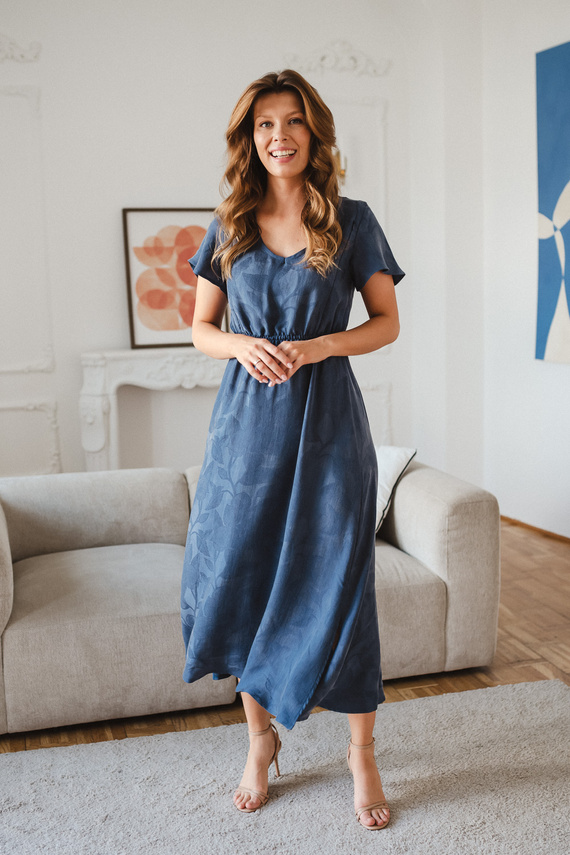 Lovely Dress Midi Milk&Love sukienka ciążowa i do karmienia granatowa w groszki
