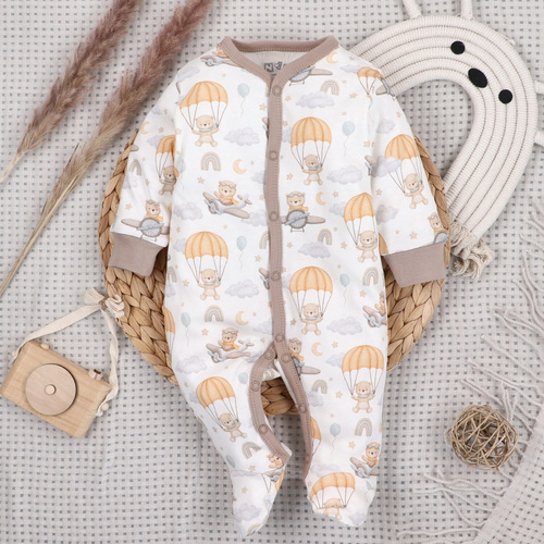 ABN-5508 Sky Journey Pajac niemowlęcy Nini | Bawełna organiczna, zapięcie na napy