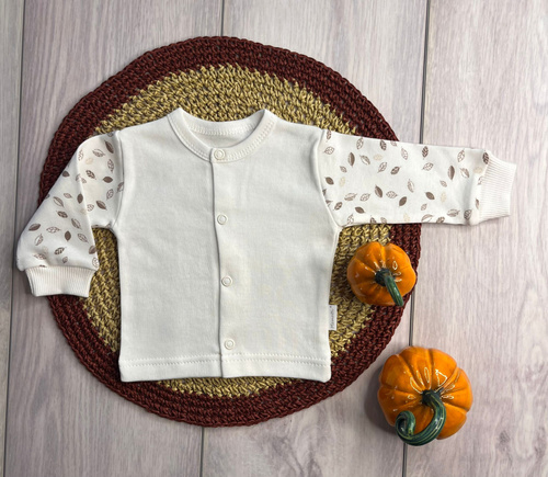 Bawełniany kaftanik niemowlęcy Mamatti KA15410 listki – zapinany na napy