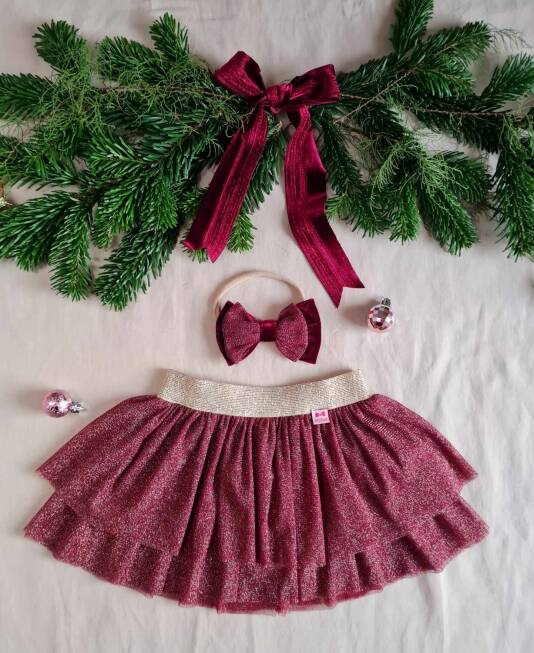 M0716 Opaska z dużą kokardą Marija - bordo