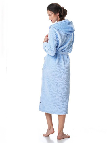 LGL 803 Długi Szlafrok Damski Key niebieski