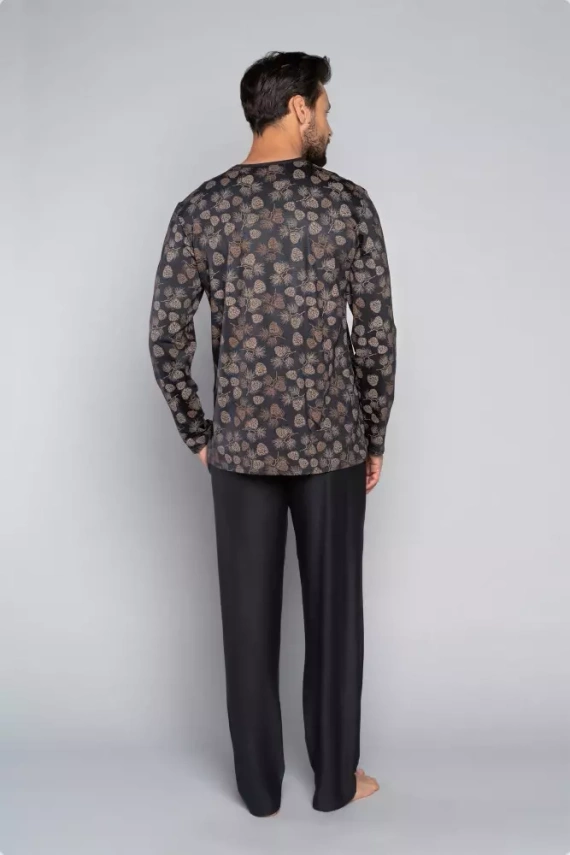 Pinus Piżama Męska długi rękaw, długie spodnie Italian Fashion- druk/grafit