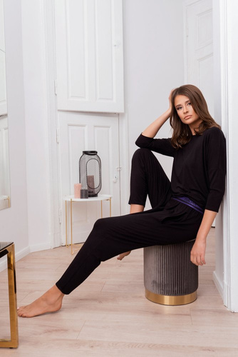 Styl Komplet Damski 3/4rękaw, dł.spodnie Italian Fashion czarny