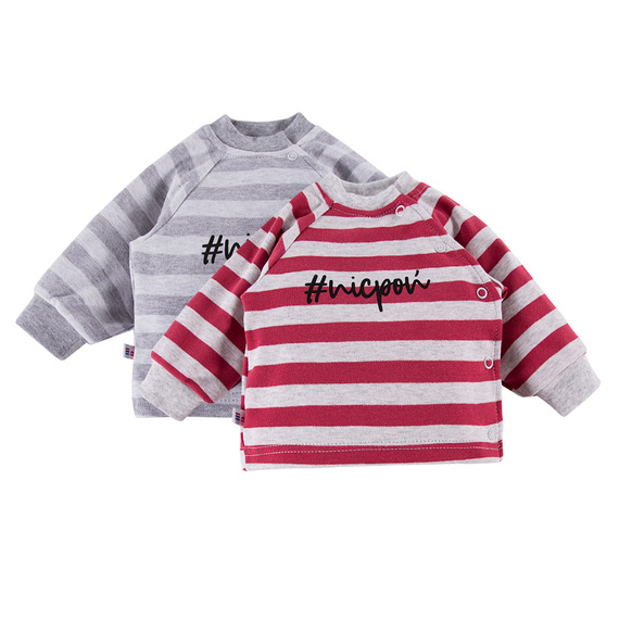 Ancymon Eevi Bluzka niemowlęca 2-pak - szary/czerwony