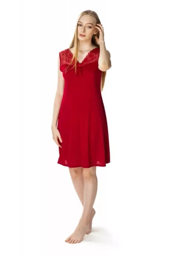 86374 Paula koszula nocna damska Mewa burgund